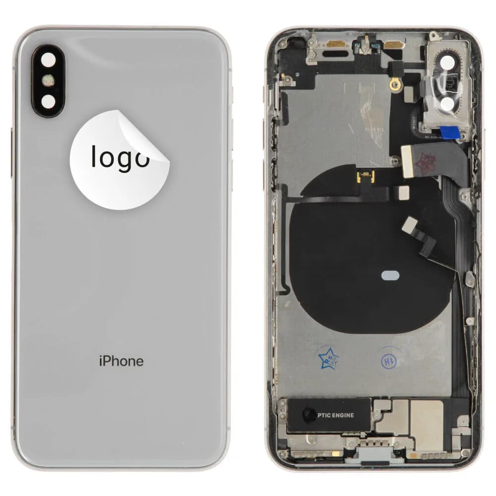Rear cover incl. small parts iPhone X - Pulled A - Silver