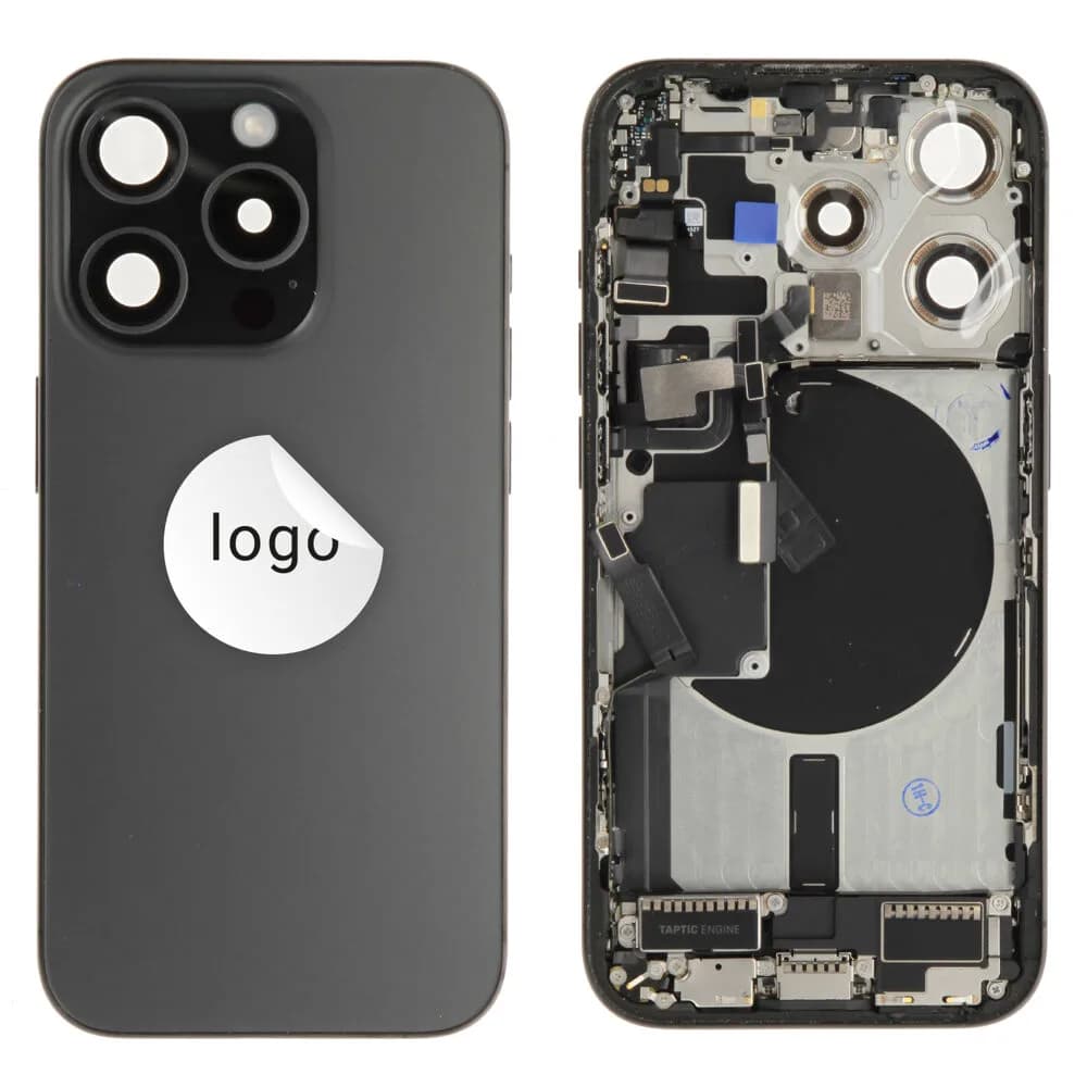Rear cover incl. small parts iPhone 15 Pro - Pulled C - Black
