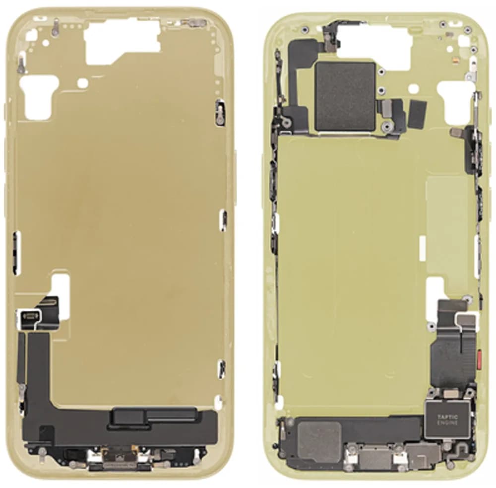 Middle frame excl. small parts iPhone 15 - Pulled A - Yellow