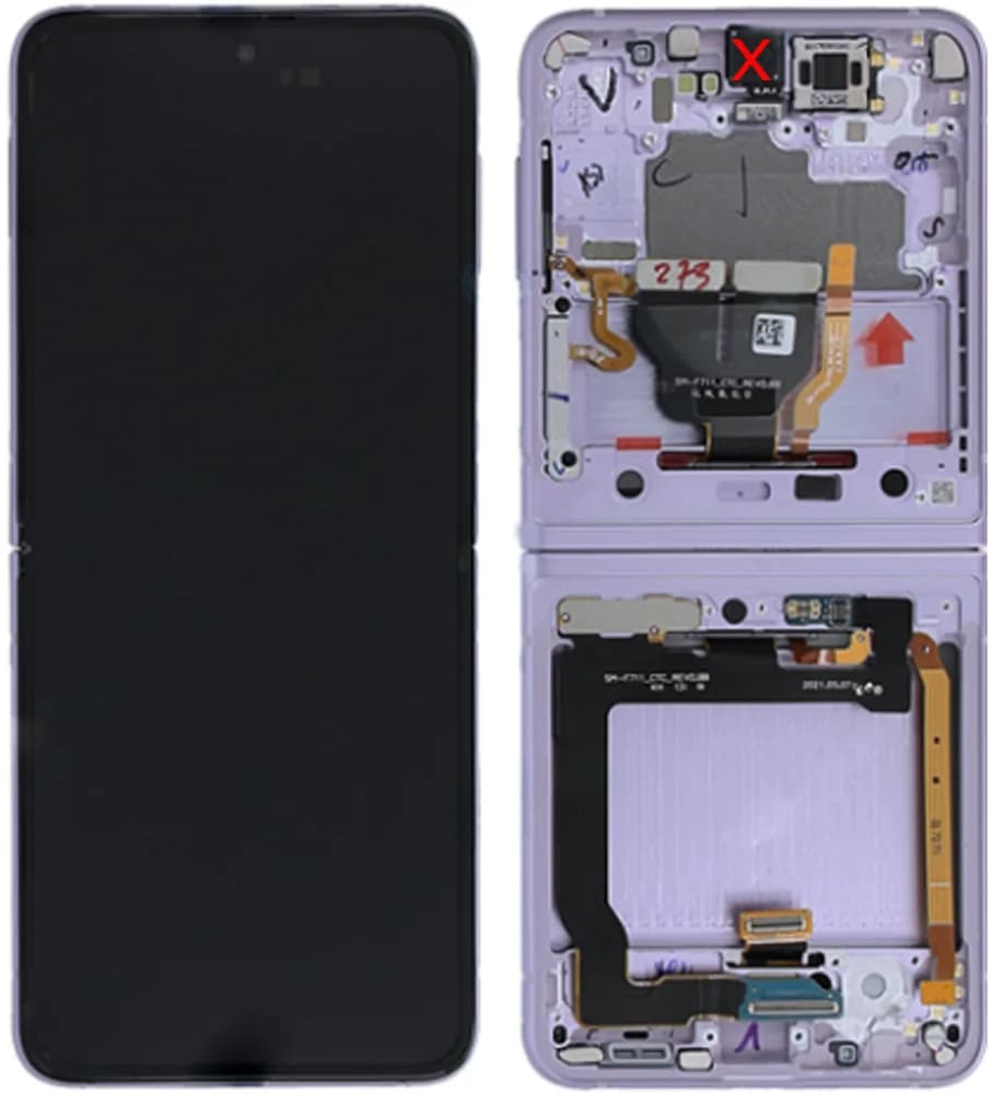 Display excl. camera Samsung Galaxy Z Flip3 (5G) - Original - Lavender