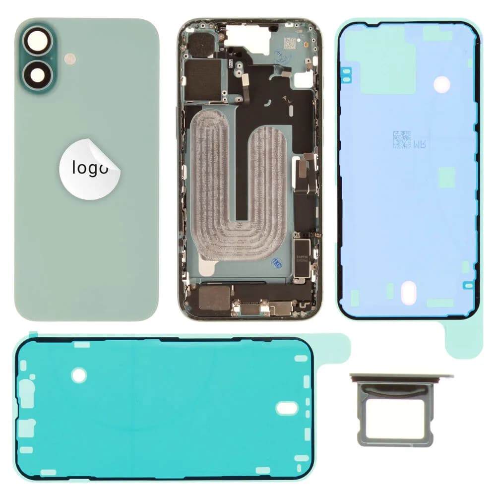 Rear cover iPhone 16 Plus incl. small parts - Pulled C - Green