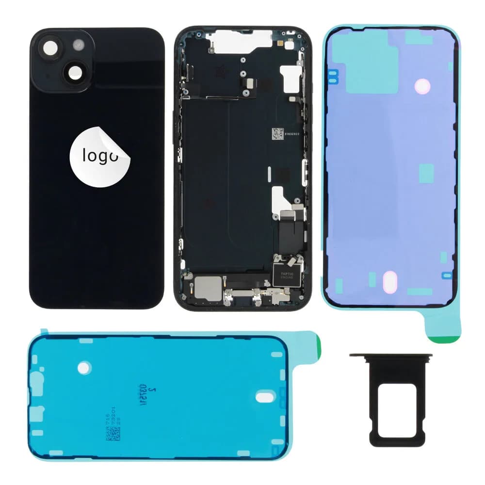 Rear cover incl. small parts iPhone 14 - Pulled C - Black