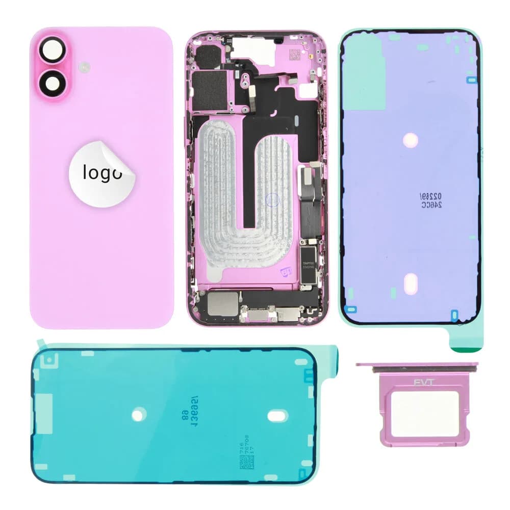Rear cover iPhone 16 Plus incl. small parts - Pulled B - Pink