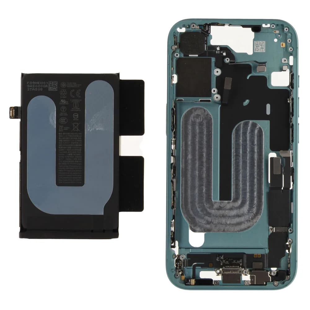 Middle frame incl. battery iPhone 16 - Original - Green