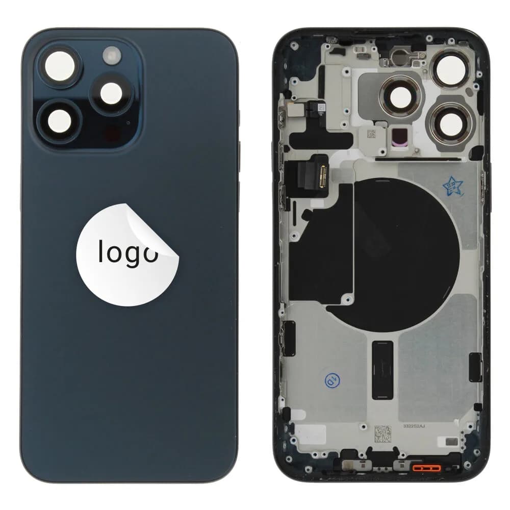 Rear cover excl. small parts iPhone 15 Pro Max - Pulled A - Blue