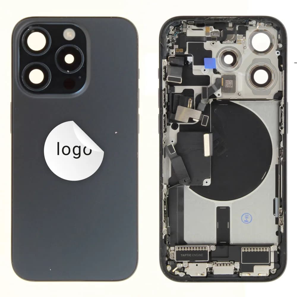 Rear cover incl. small parts iPhone 15 Pro - Pulled B - Blue