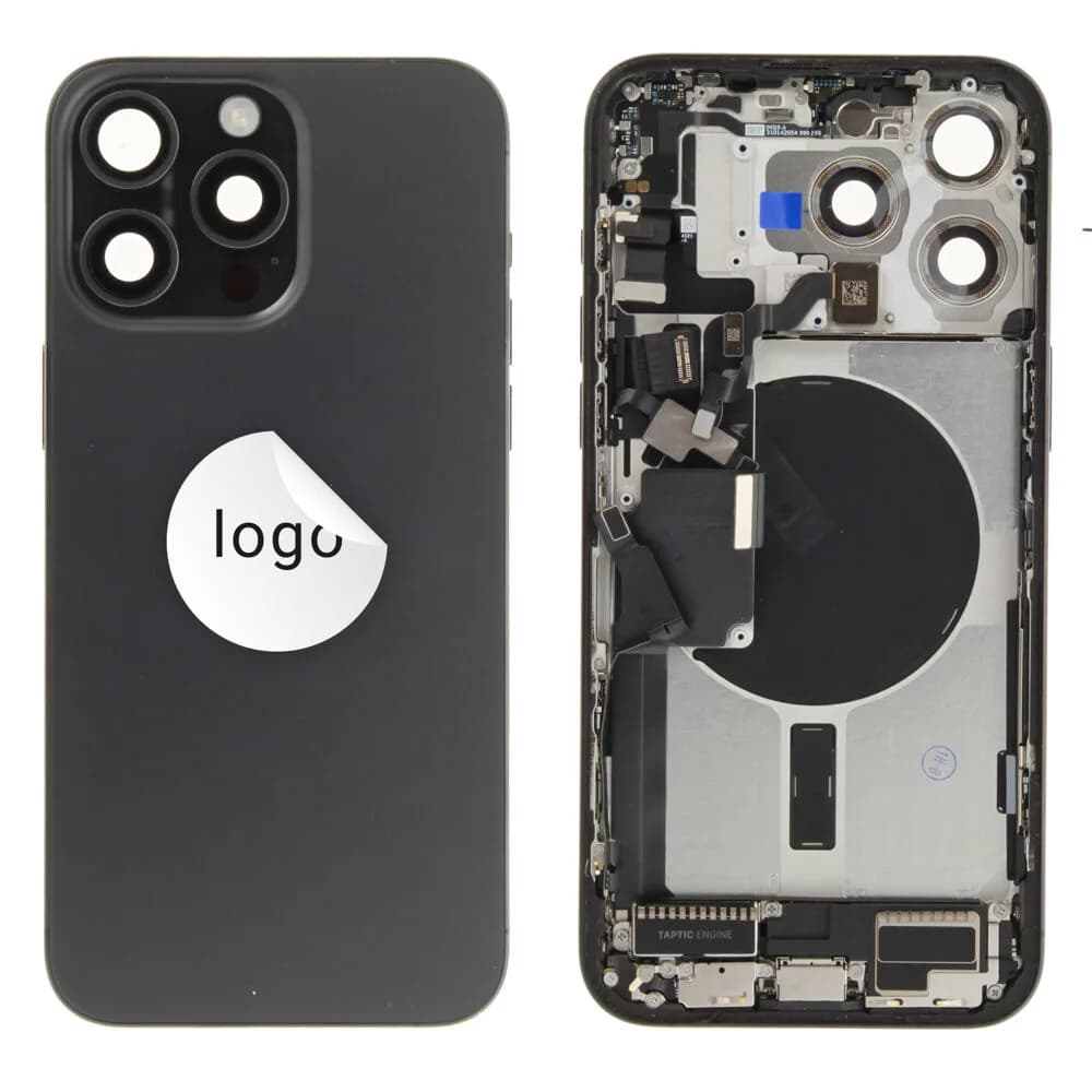 Rear cover incl. small parts iPhone 15 Pro Max - Pulled C - Black