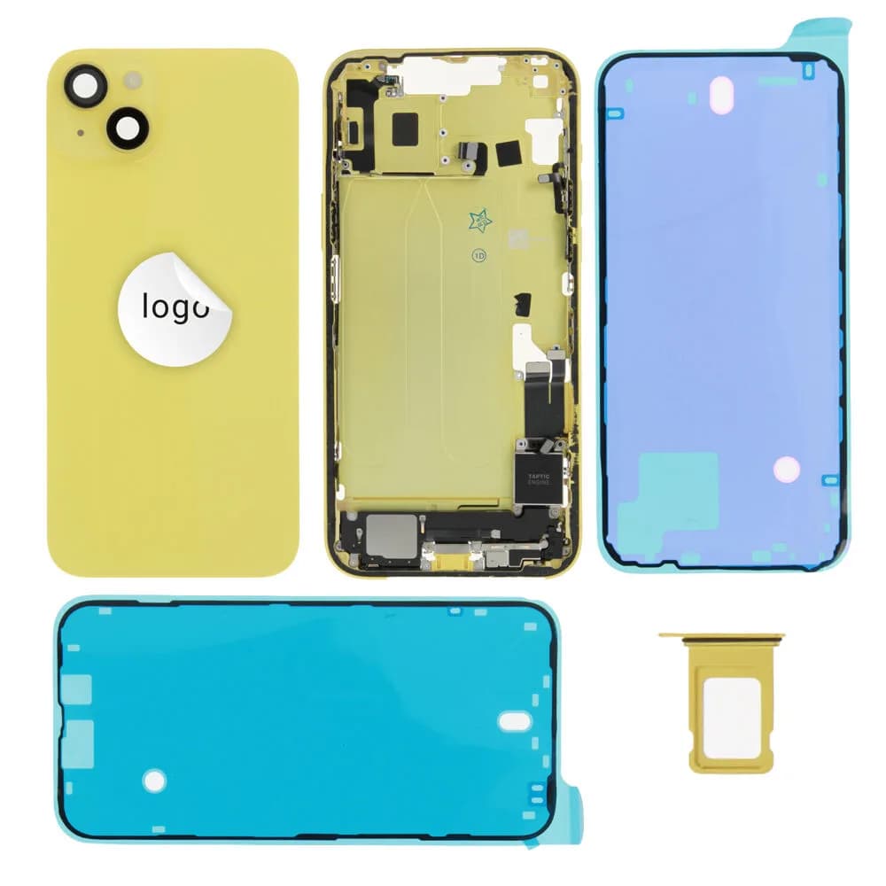 Rear cover iPhone 14 Plus incl. small parts - Pulled A - Yellow