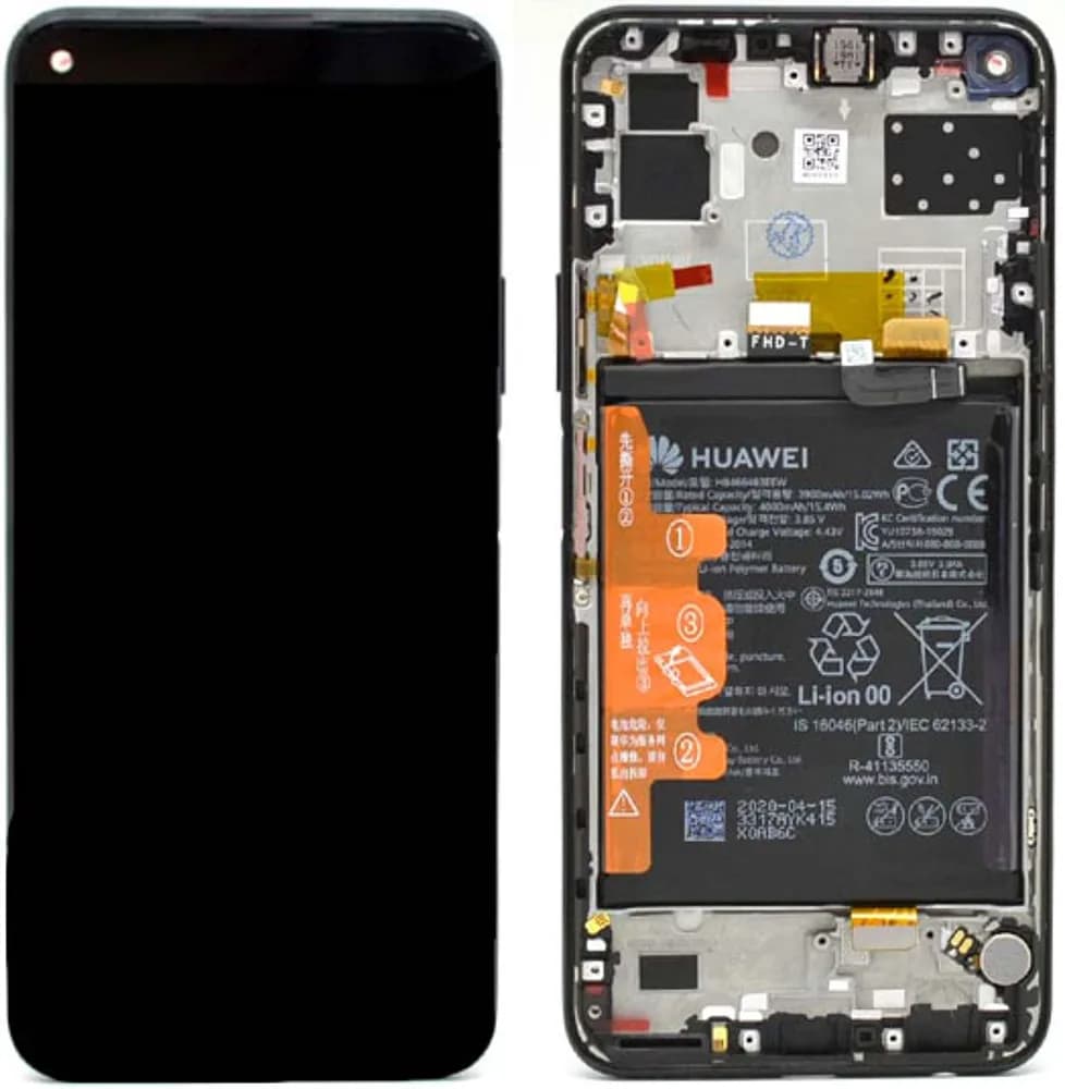 Display incl. battery Huawei P40 Lite (5G) - Original - Black