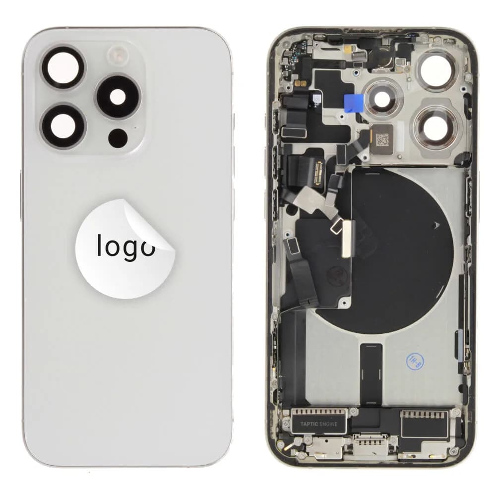 Rear cover incl. small parts iPhone 15 Pro - Pulled C - White