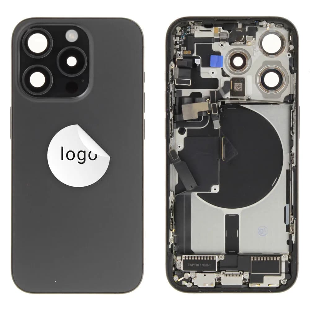 Rear cover incl. small parts iPhone 15 Pro - Pulled A - Black
