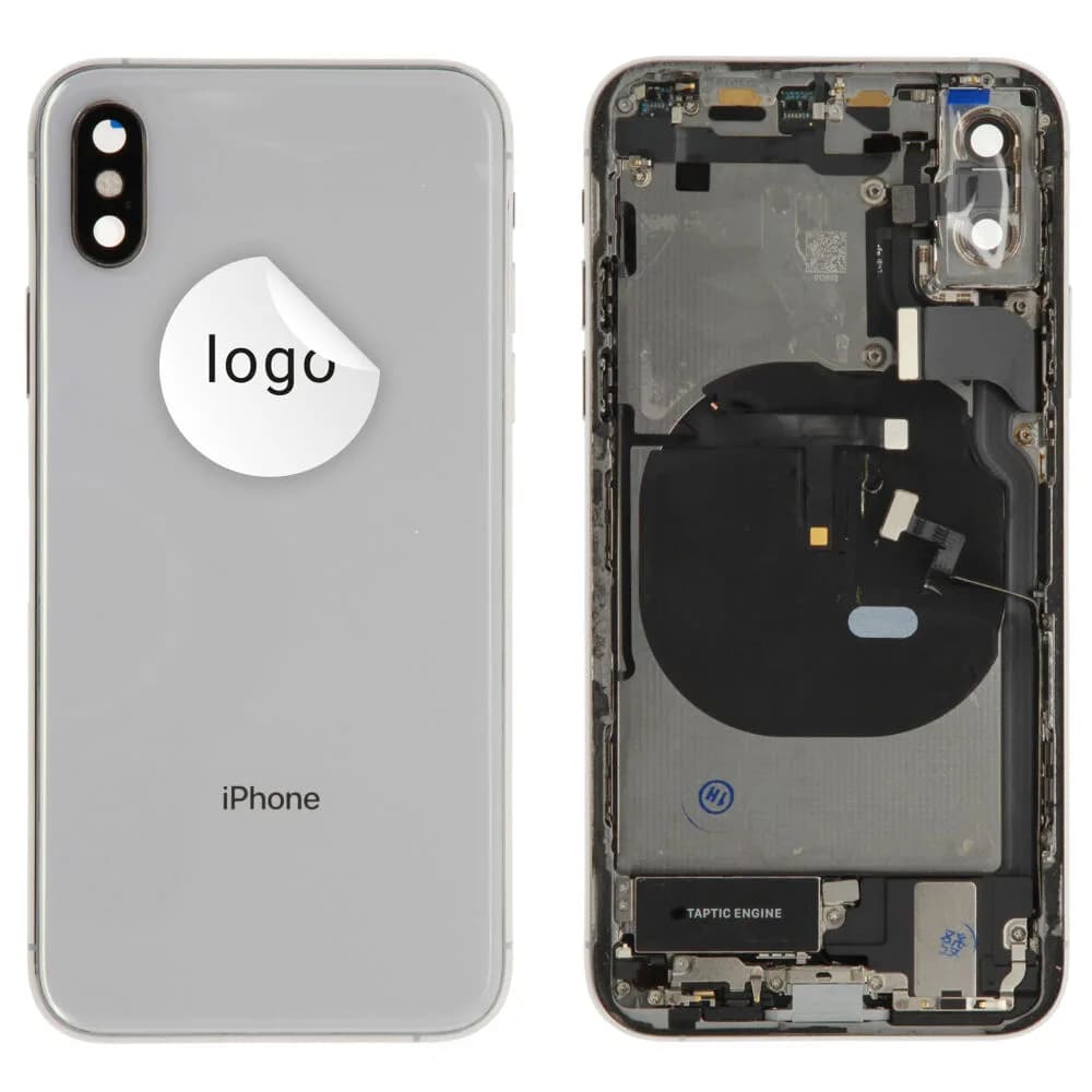 Back cover incl. small parts iPhone XS - Pulled B - Silver