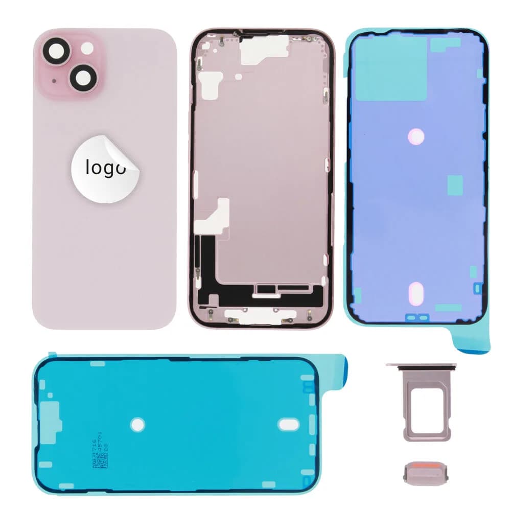 Rear cover excl. small parts iPhone 15 - Pulled A - Pink