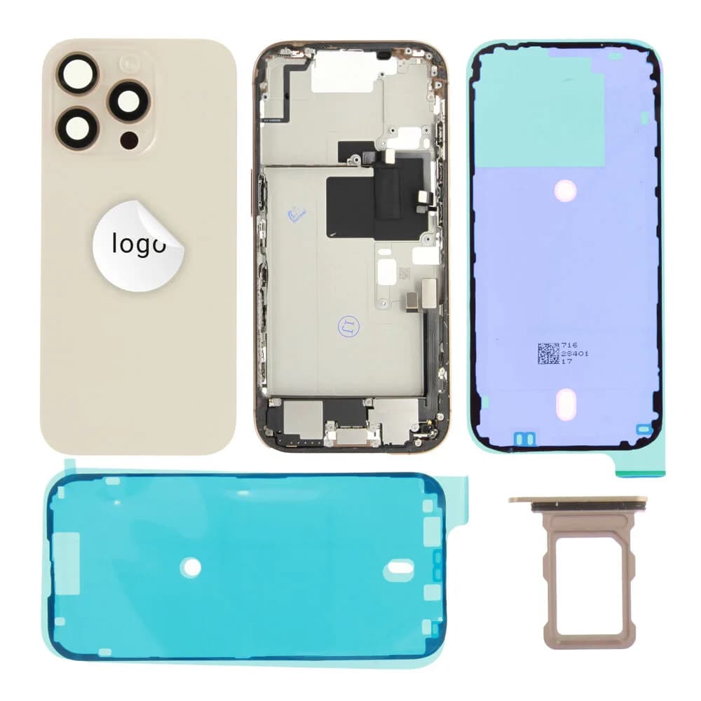 Rear cover incl. small parts iPhone 16 Pro - Pulled B - Desert Titanium