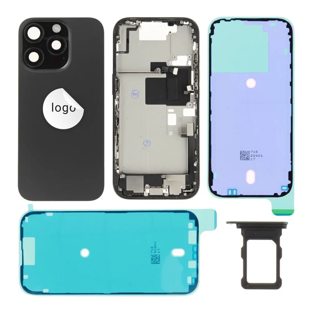 Rear cover incl. small parts iPhone 16 Pro - Pulled B - Black