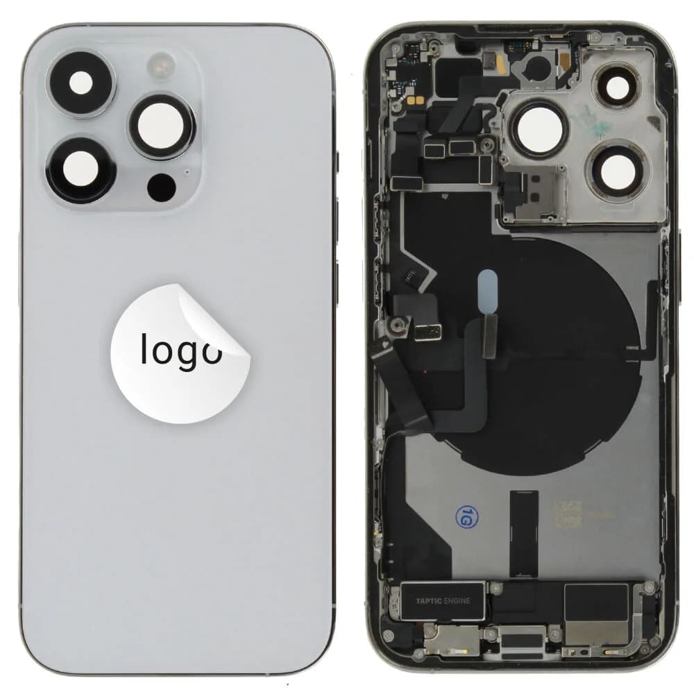 Rear cover incl. small parts iPhone 14 Pro - Pulled B - Silver
