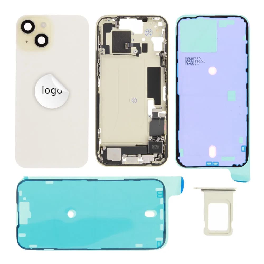Rear cover incl. small parts iPhone 15 - Pulled C - Yellow
