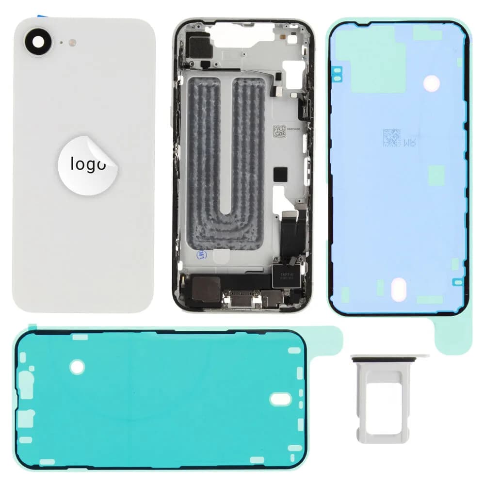 Rear cover incl. small parts iPhone 16e - Pulled A - White