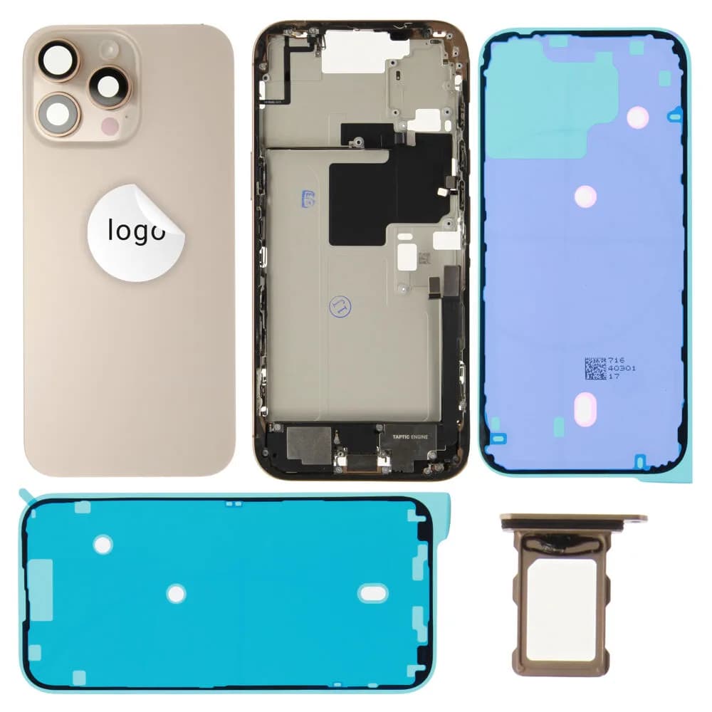 Rear cover incl. small parts iPhone 16 Pro Max - Pulled A - Desert Titanium