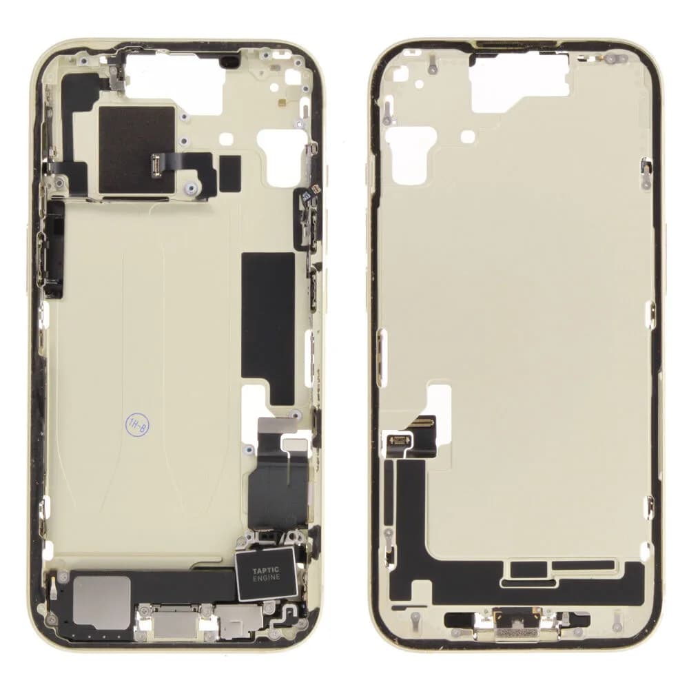 Middle frame incl. small parts iPhone 15 - Pulled C - Yellow