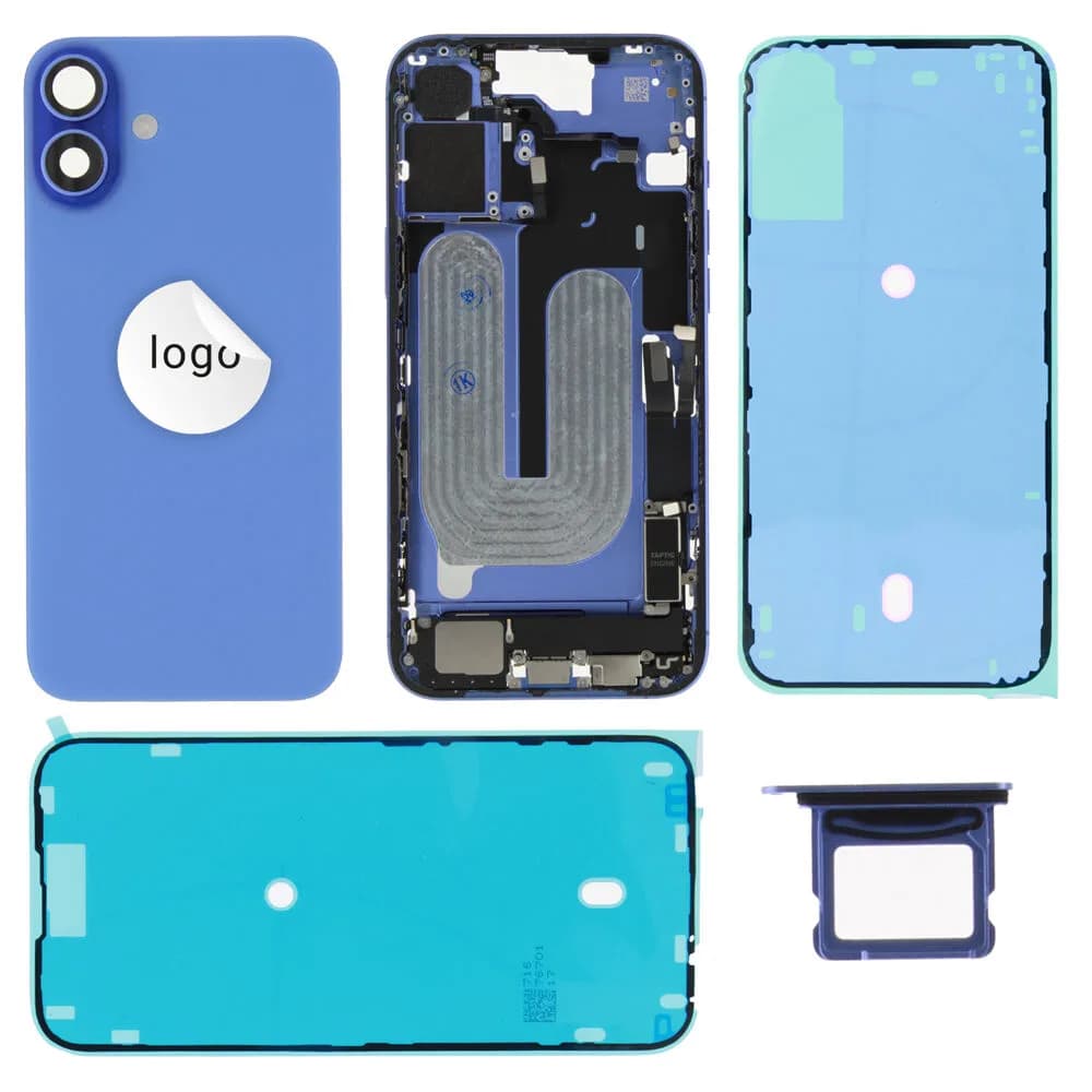 Rear cover iPhone 16 Plus incl. small parts - Pulled B - Blue