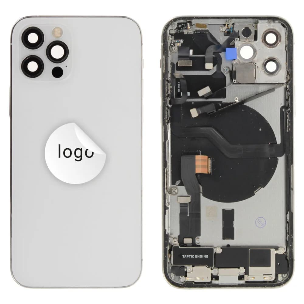 Back cover incl. small parts iPhone 12 Pro - Pulled B - Silver