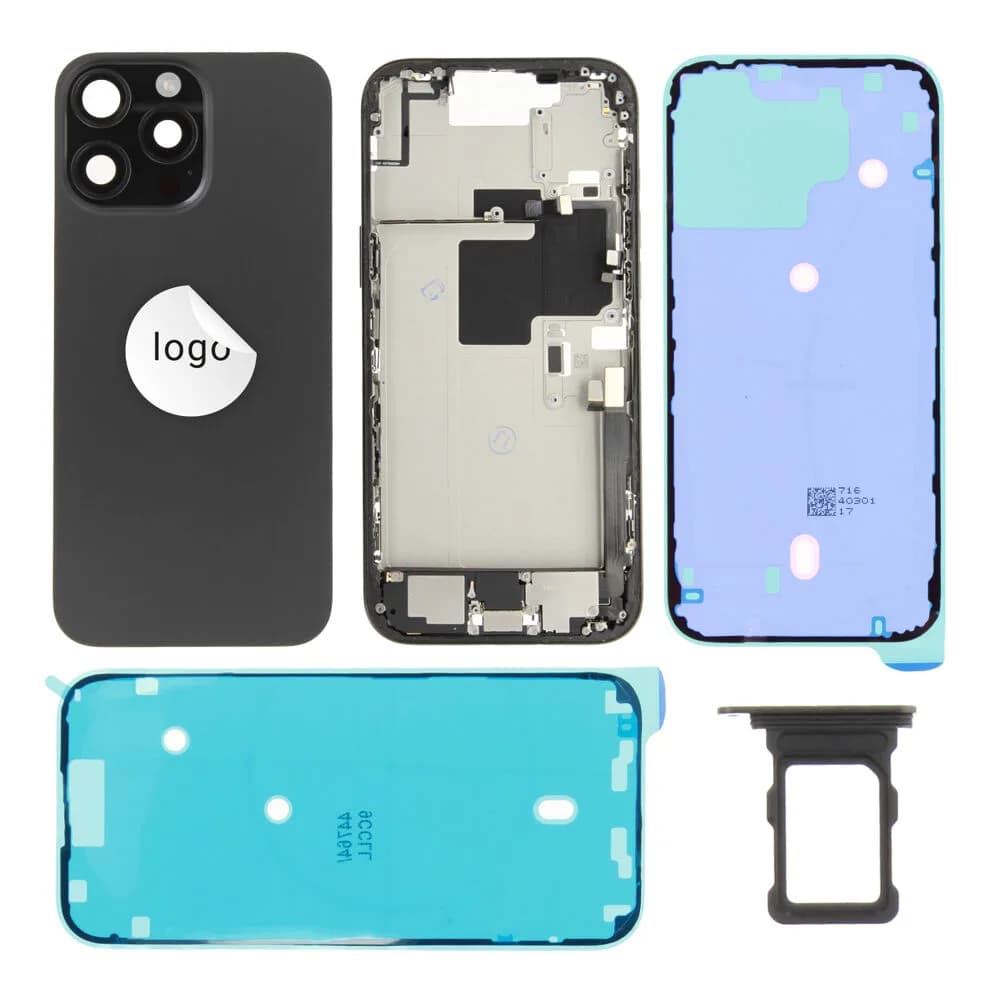 Rear cover incl. small parts iPhone 16 Pro Max - Pulled B - Black