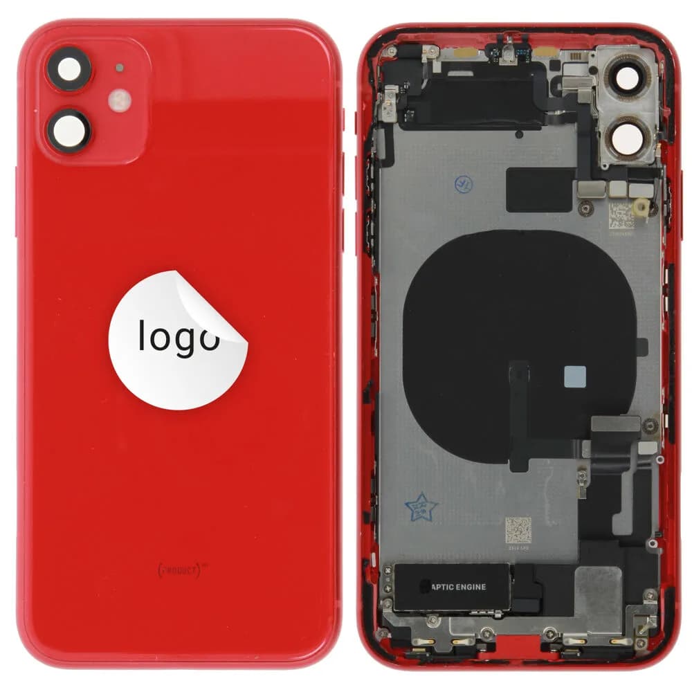 Rear cover incl. small parts iPhone 11 - Pulled A - Red