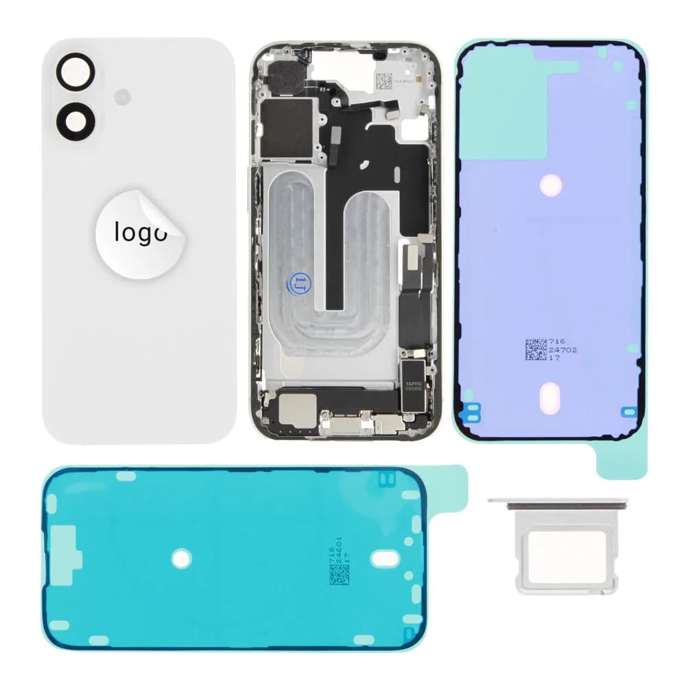 Rear cover incl. small parts iPhone 16 - Pulled C - White