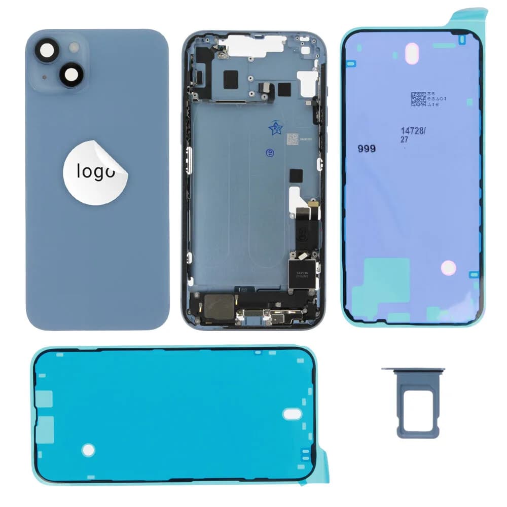Rear cover iPhone 14 Plus incl. small parts - Pulled C - Blue