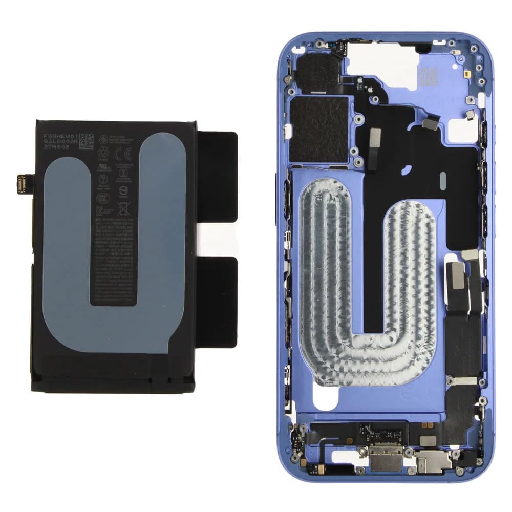 Middle frame incl. battery iPhone 16 - Original - Blue