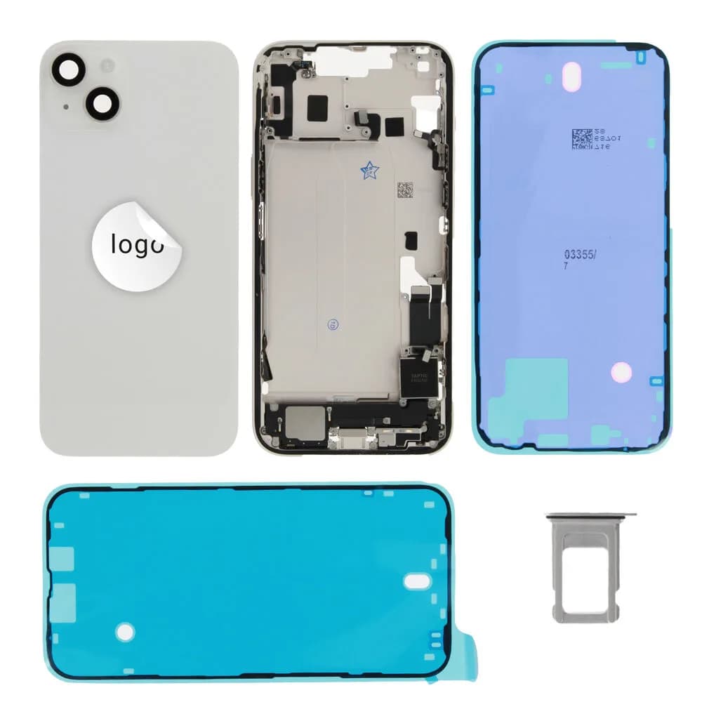 Rear cover iPhone 14 Plus incl. small parts - Pulled C - White