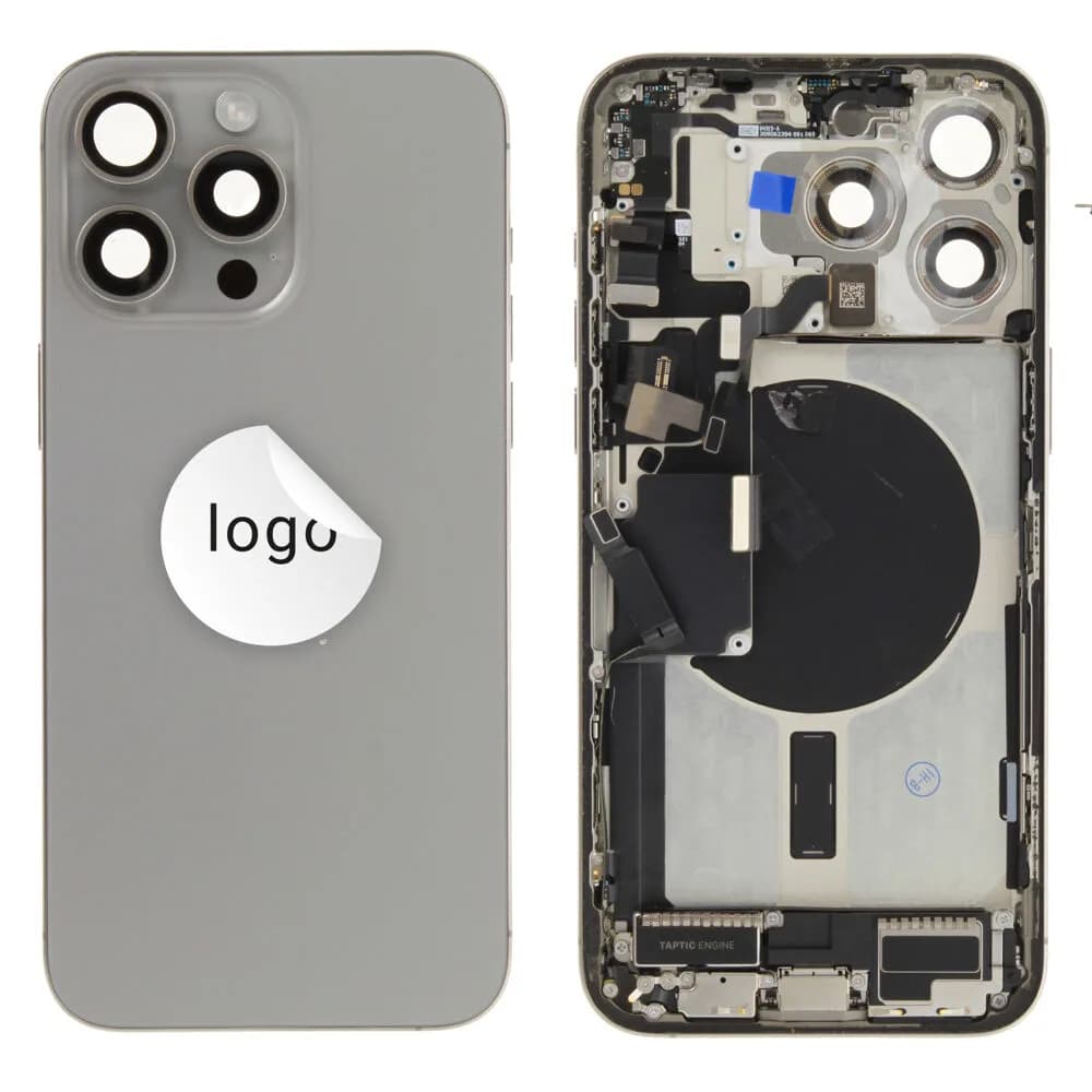 Rear cover incl. small parts iPhone 15 Pro Max - Pulled C - Grey