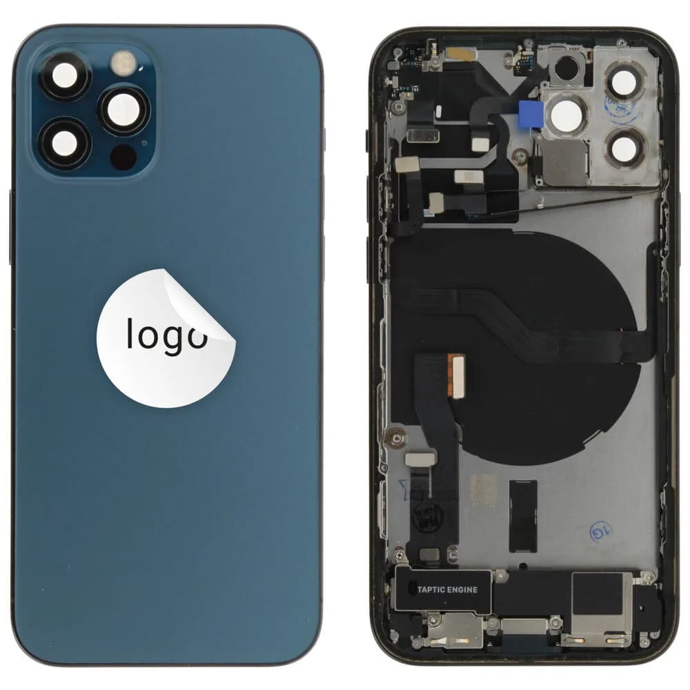 Back cover incl. small parts iPhone 12 Pro - Pulled B - Blue