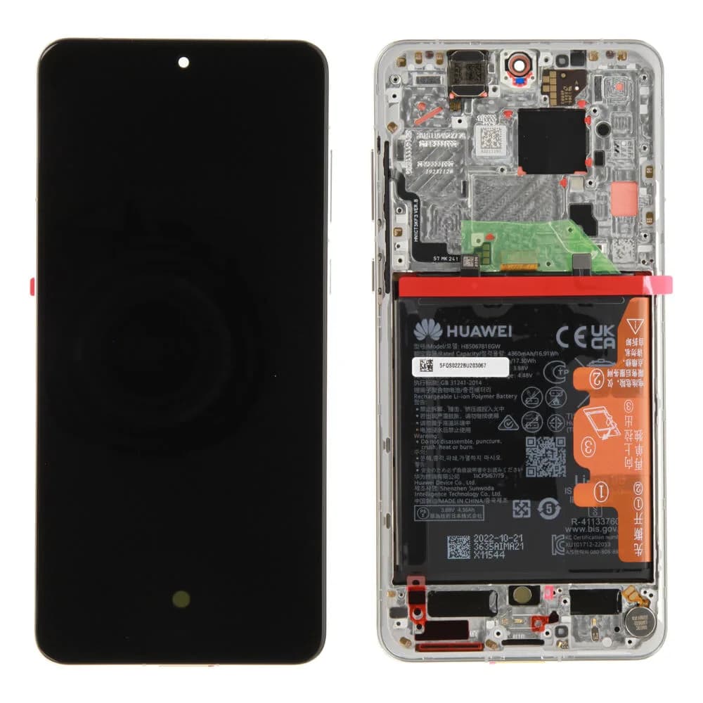 Display incl. battery Huawei Mate 50 - Original - Silver