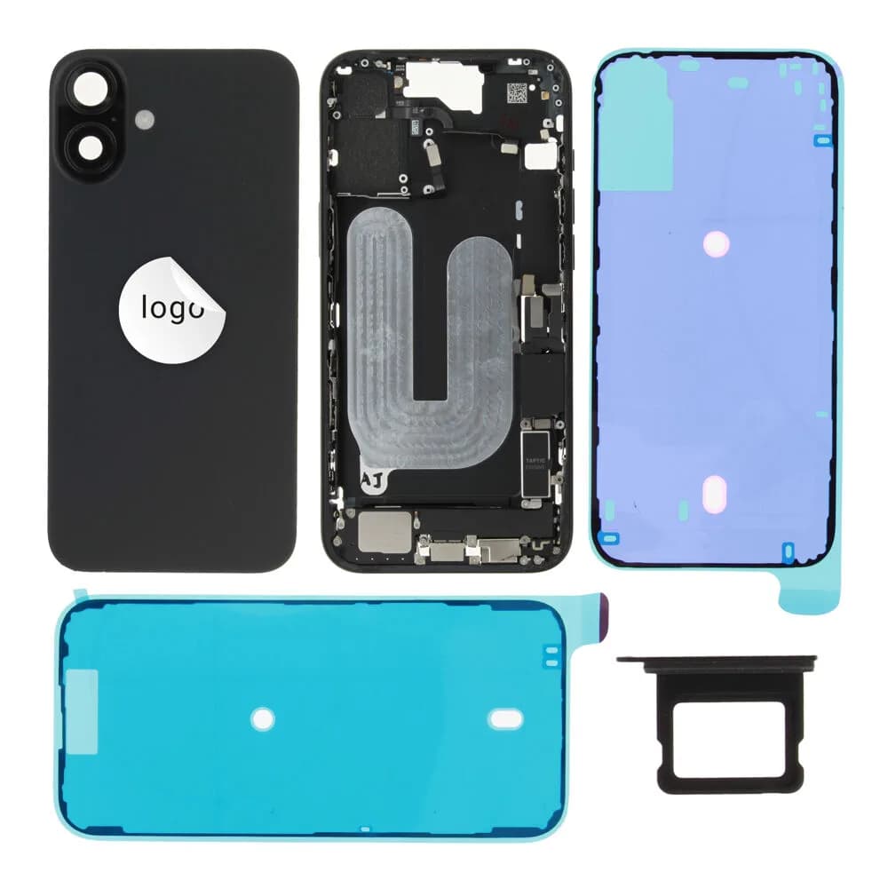 Rear cover iPhone 16 Plus incl. small parts - Pulled B - Black