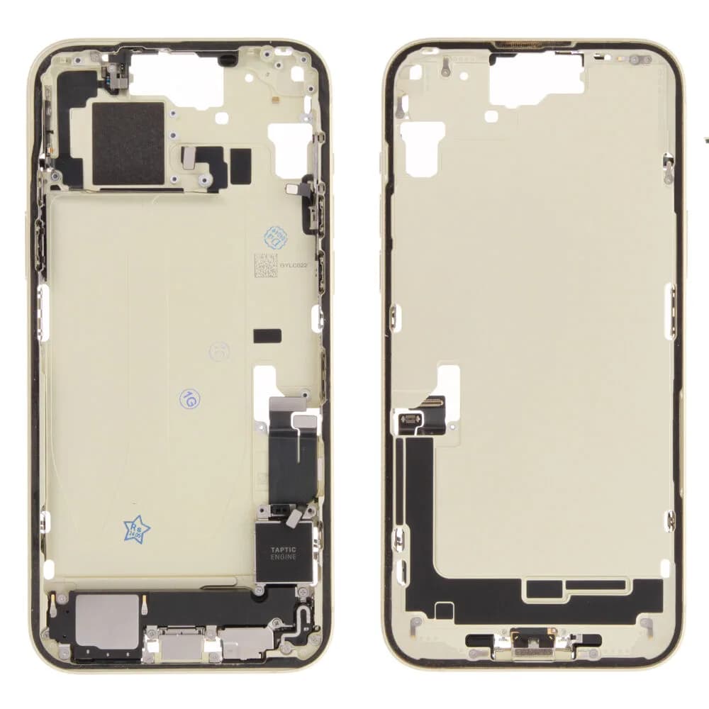 Middle frame incl. small parts iPhone 15 Plus - Pulled C - Yellow