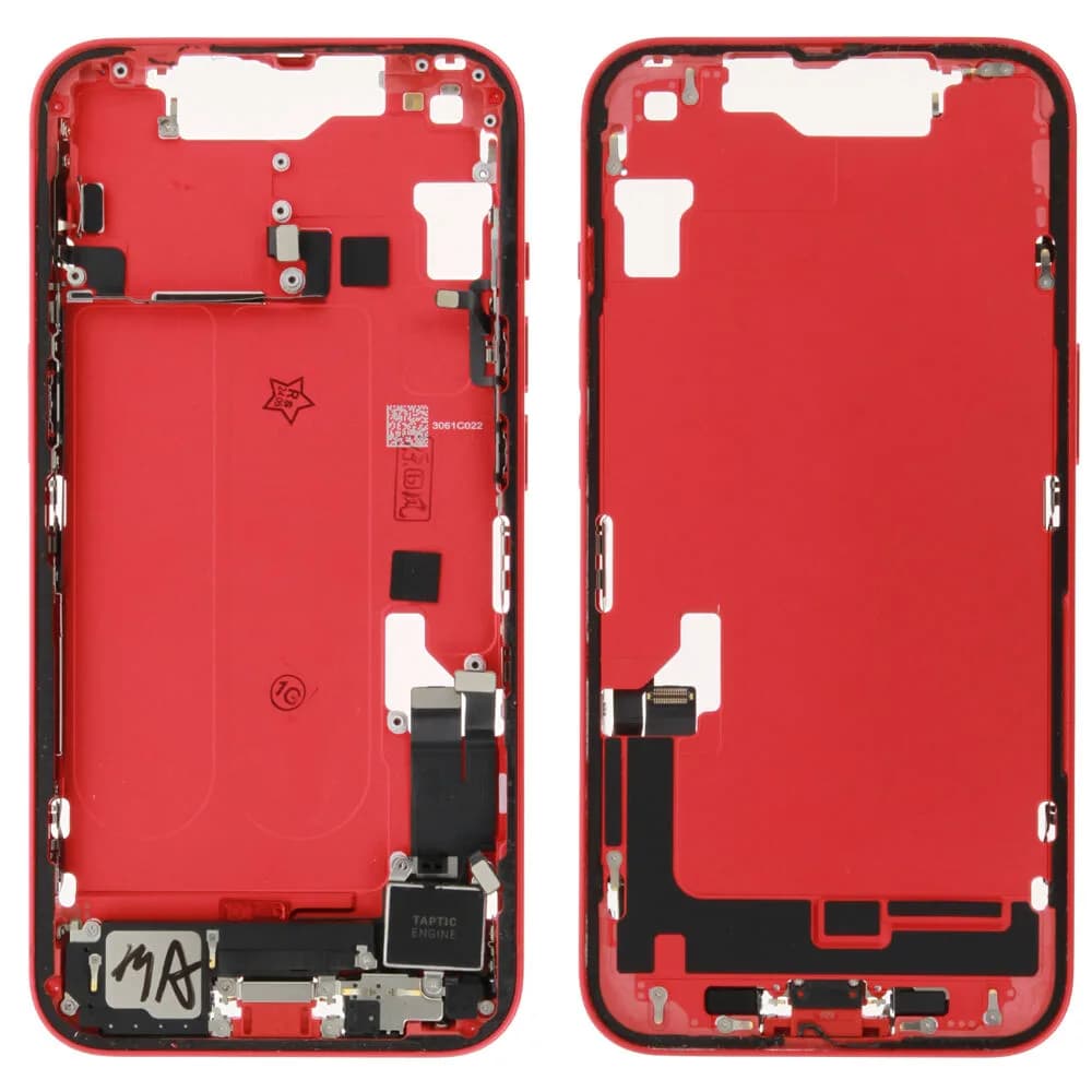 Middle frame incl. small parts iPhone 14 - Pulled B - Red