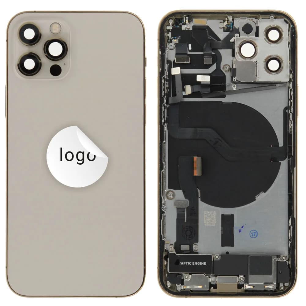 Back cover incl. small parts iPhone 12 Pro - Pulled A - Gold