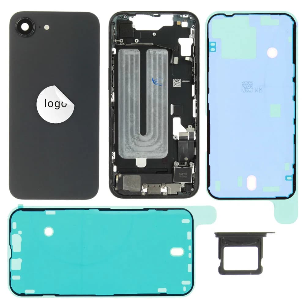 Rear cover incl. small parts iPhone 16e - Pulled A - Black