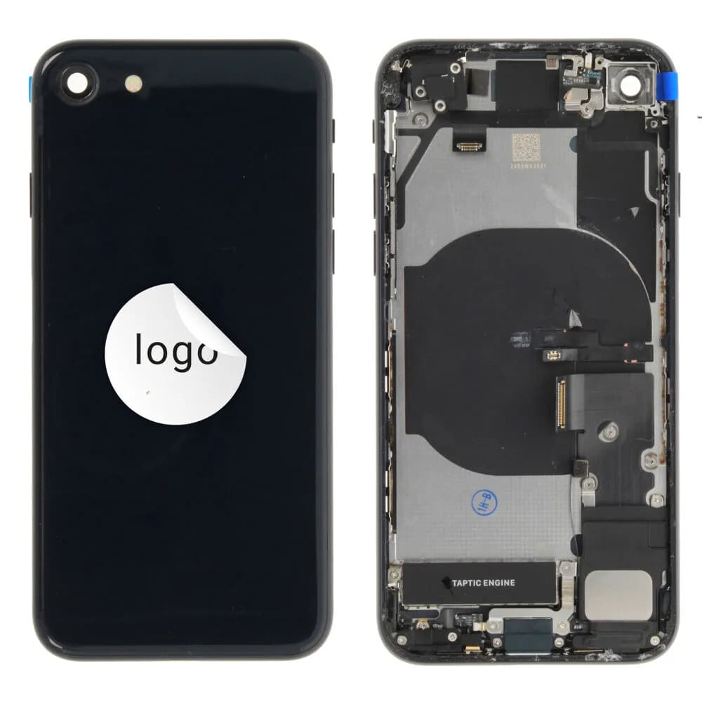 Rear cover incl. small parts iPhone SE (2022) - Pulled A - Black