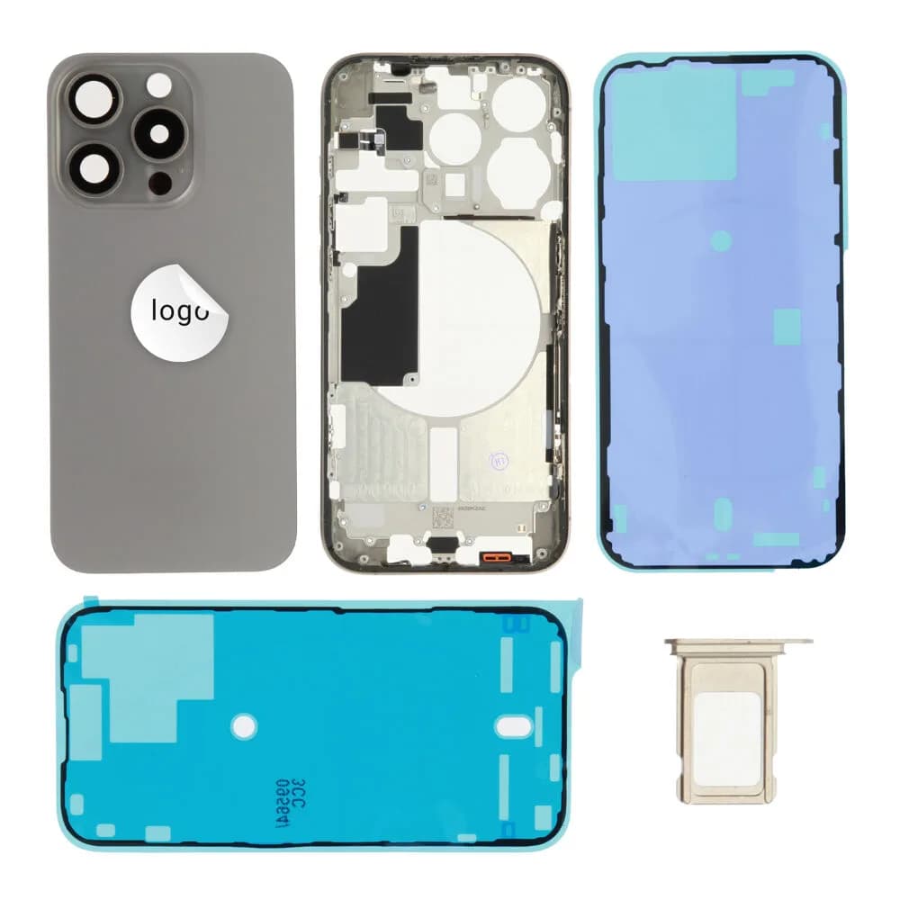 Rear cover excl. small parts iPhone 15 Pro - Pulled A - Grey