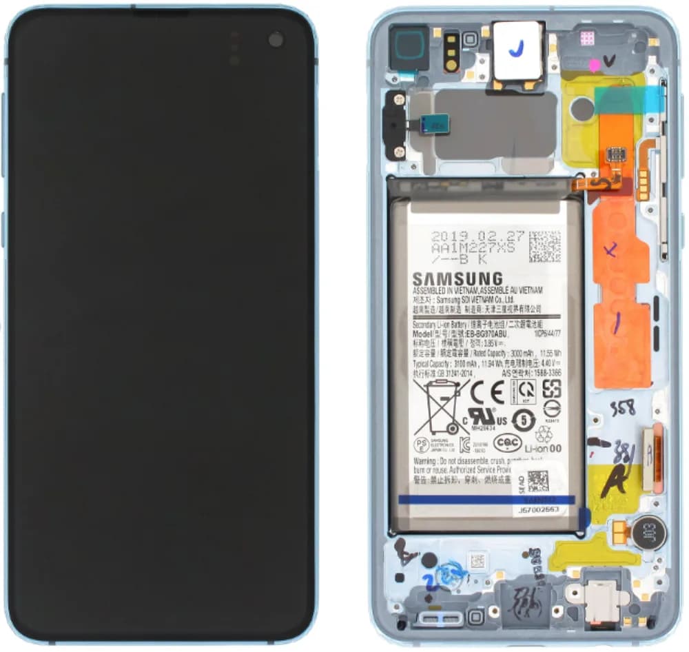 Display incl. battery Samsung Galaxy S10e - Original - Blue
