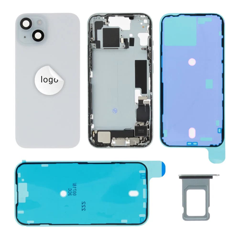 Rear cover incl. small parts iPhone 15 - Pulled B - Blue