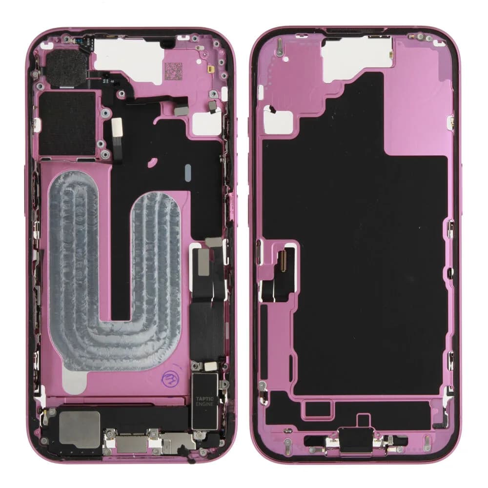 Middle frame incl. small parts iPhone 16 - Pulled C - Pink