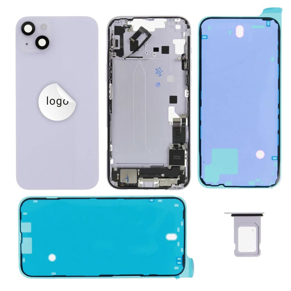 Rear cover iPhone 14 Plus incl. small parts - Pulled A - Purple